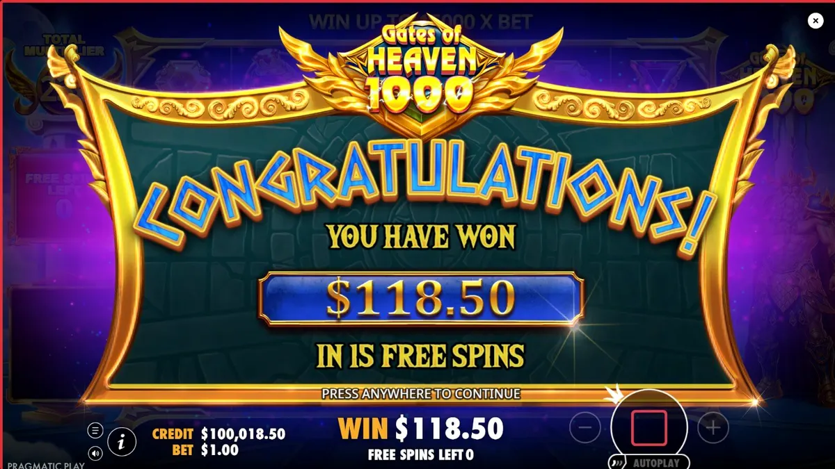 Pemandangan gerbang surgawi dalam slot Gates of Heaven 1000
